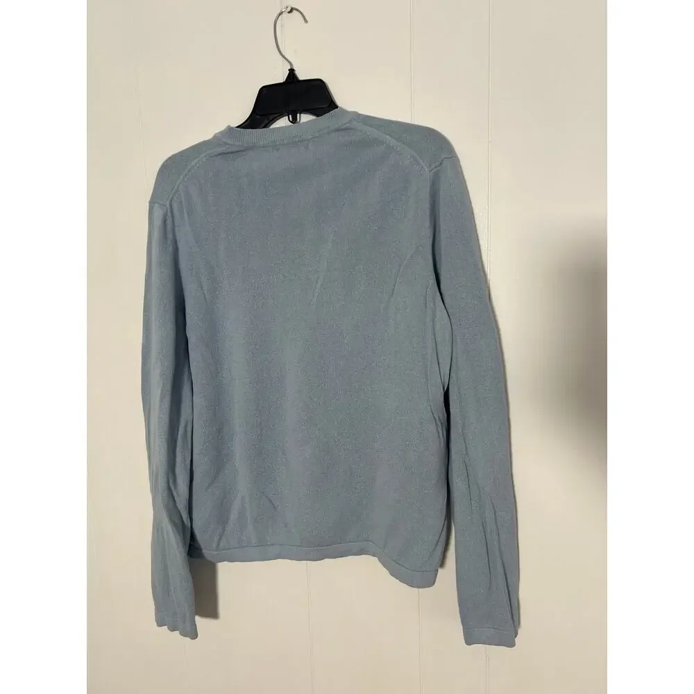 Banana Republic Men's Large Silk Cashmere V Neck Sweater Light Blue Great Condit